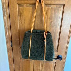Anthropologie Green Sherpa Tote